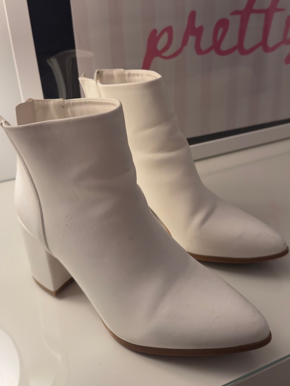 White Women's Pointed Toe Ankle Boots - Classic Chic